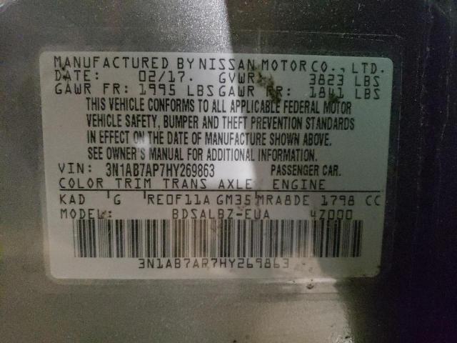 3N1AB7AP7HY269863 | 2017 NISSAN SENTRA S