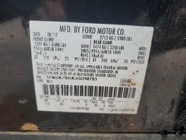 2017 Ford Explorer Xlt VIN: 1FM5K7DHXHGD98793 Lot: 38572364