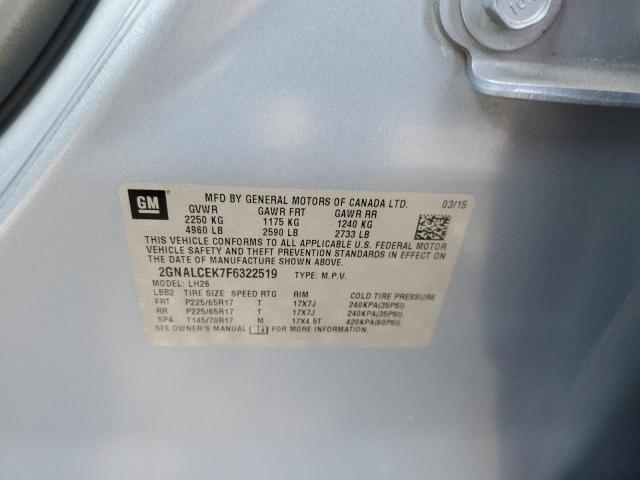 2015 CHEVROLET EQUINOX LT 2GNALCEK7F6322519