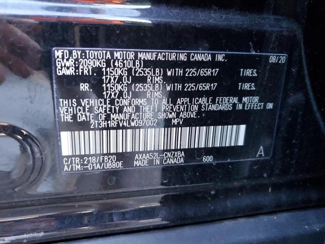 2T3H1RFV4LW097002 | 2020 Toyota rav4 le