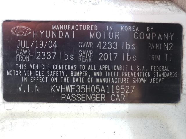 2005 Hyundai Sonata Gls VIN: KMHWF35H05A119527 Lot: 82559523