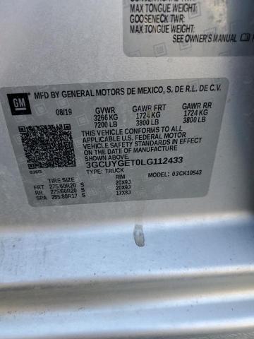 3GCUYGET0LG112433 | 2020 CHEVROLET SILVERADO