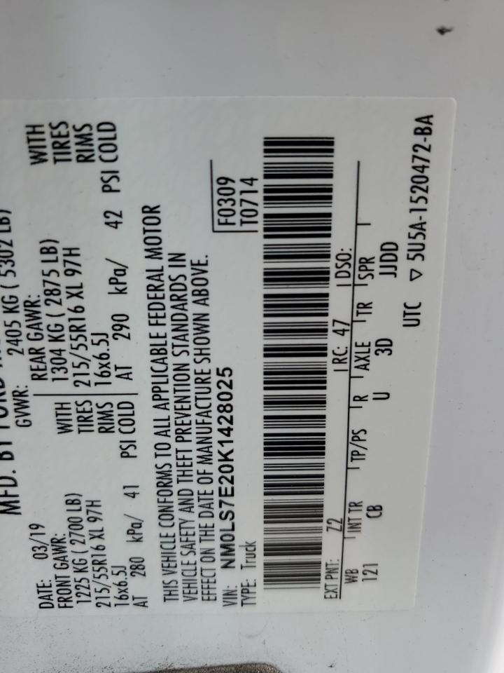 NM0LS7E20K1428025 2019 Ford Transit Connect Xl