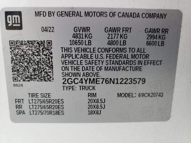 2GC4YME76N1223579 | 2022 Chevrolet silverado k2500 custom