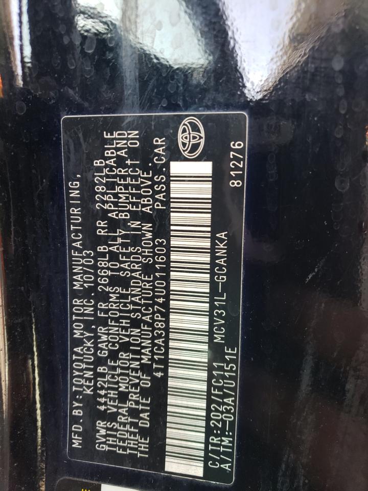 4T1CA38P74U011603 2004 Toyota Camry Solara Se