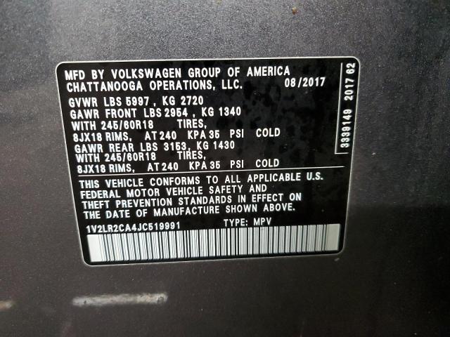 1V2LR2CA4JC519991 2018 Volkswagen Atlas Se