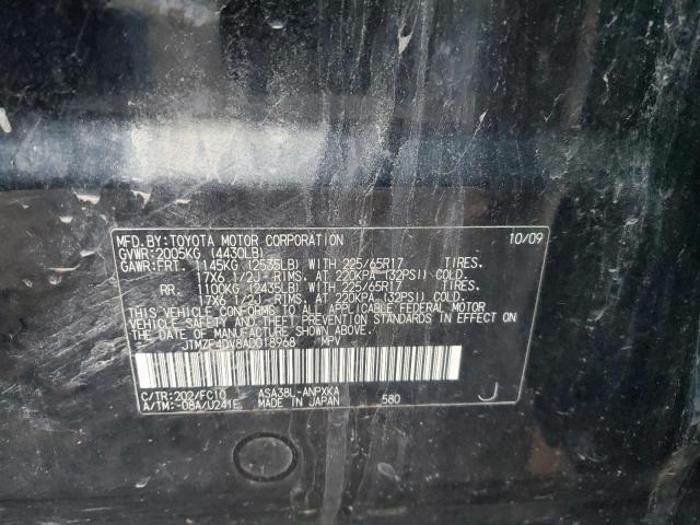 2010 Toyota Rav4 VIN: JTMZF4DV8AD018968 Lot: 38084184