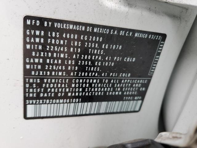 2022 VOLKSWAGEN TAOS SEL - 3VV2X7B20NM061091