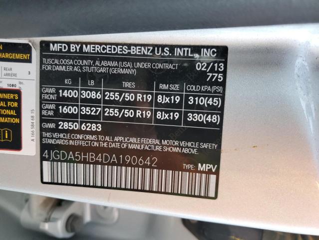 VIN 4JGDA5HB4DA190642 2013 Mercedes-Benz ML-Class, ... no.12