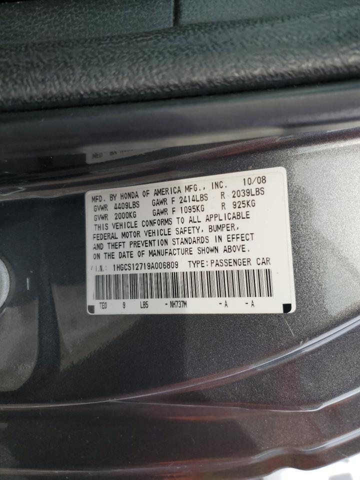 1HGCS12719A006809 2009 Honda Accord Ex