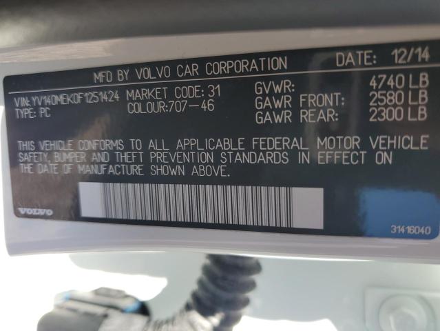 2015 VOLVO V60 YV140MEK0F1251424