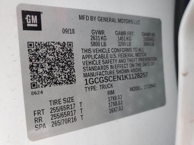 1GCGSCEN1K1128257 | 2019 CHEVROLET COLORADO L