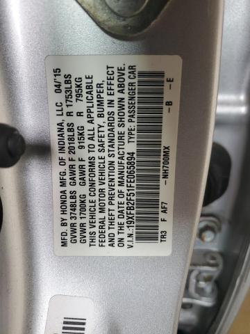 19XFB2F51FE065894 | 2015 HONDA CIVIC LX