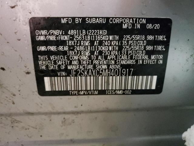 2021 SUBARU FORESTER T - JF2SKAXC5MH401917