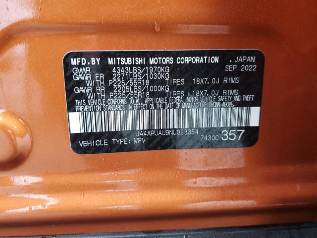 2022 MITSUBISHI OUTLANDER JA4ARUAU9NU023354