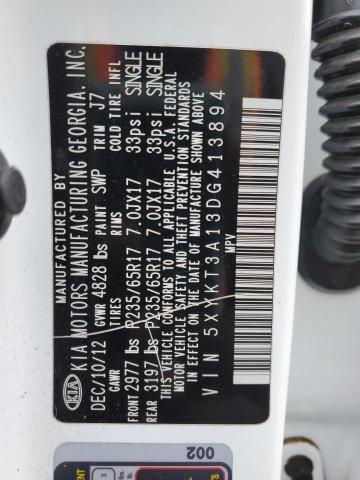 2013 Kia Sorento Lx VIN: 5XYKT3A13DG413894 Lot: 38397974