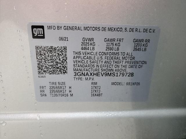 3GNAXHEV9MS179728 | 2021 CHEVROLET EQUINOX LS