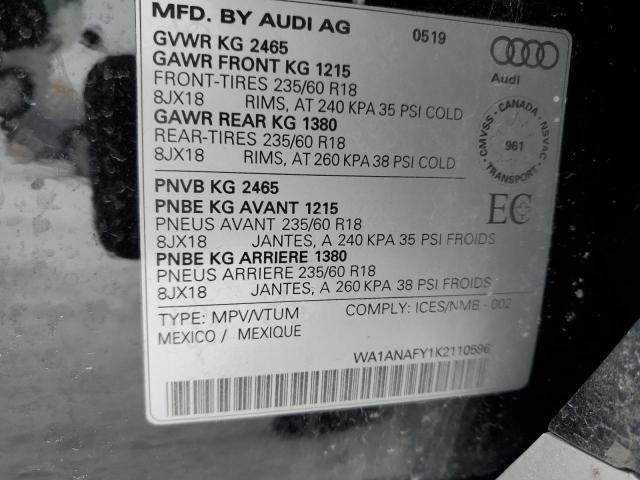 WA1ANAFY1K2110596 2019 AUDI Q5, photo no. 12