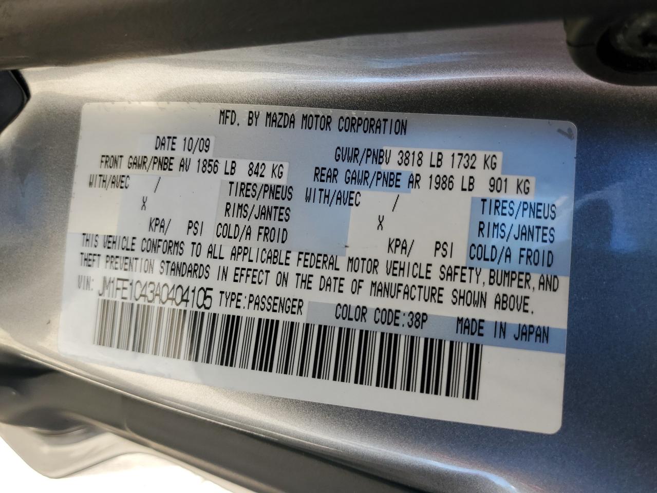 JM1FE1C43A0404105 2010 Mazda Rx8