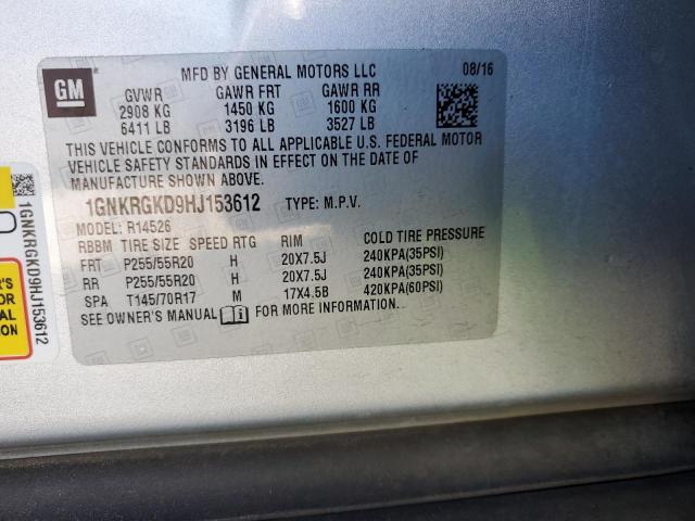 2017 CHEVROLET TRAVERSE L - 1GNKRGKD9HJ153612