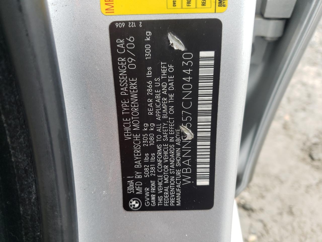 WBANN73557CN04430 2007 BMW 530 Xit