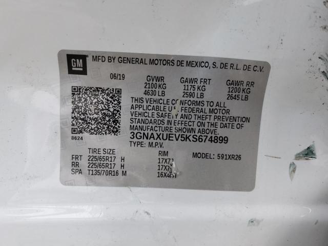 2019 CHEVROLET EQUINOX LT 3GNAXUEV5KS674899