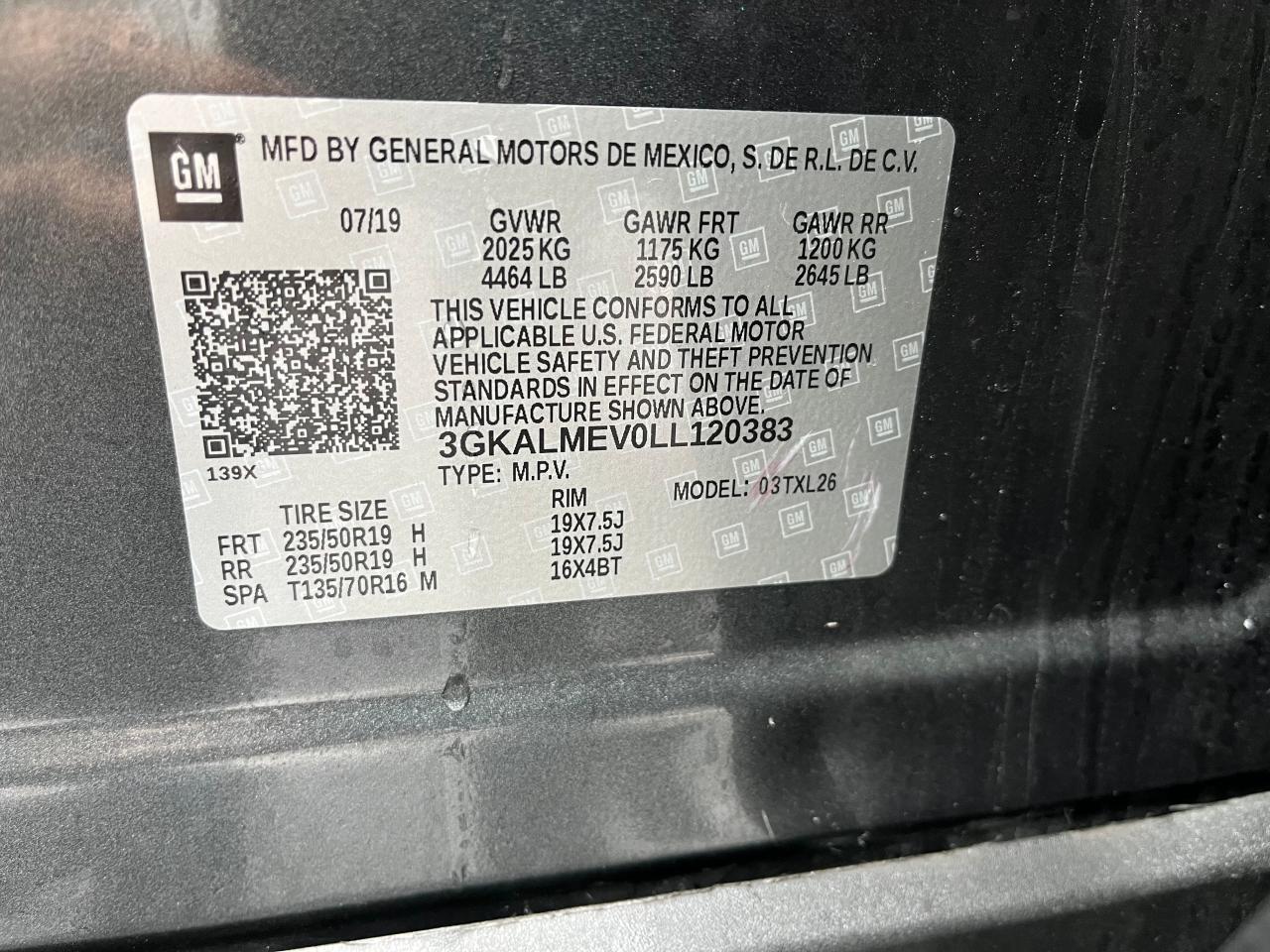 3gkalmev0ll120383 3GKALMEV0LL120383 2020 GMC Terrain Sle