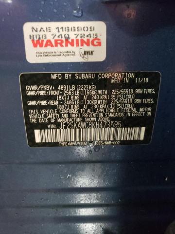 2019 SUBARU FORESTER T - JF2SKAWC8KH473595