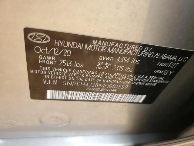 5NPEH4J28MH081859 | 2021 HYUNDAI SONATA LIM