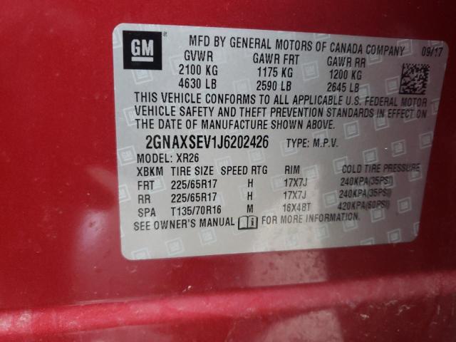 2018 CHEVROLET EQUINOX LT - 2GNAXSEV1J6202426