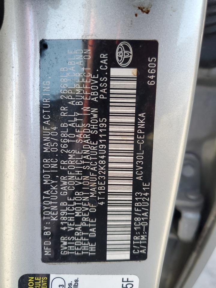 4T1BE32K84U911195 2004 Toyota Camry Le