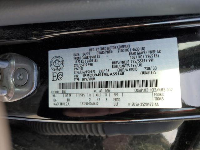 2021 Ford Escape Titanium VIN: 1FMCU9J91MUA55148 Lot: 37117644