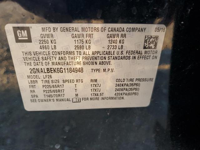 2GNALBEK6G1184948 | 2016 CHEVROLET EQUINOX LS