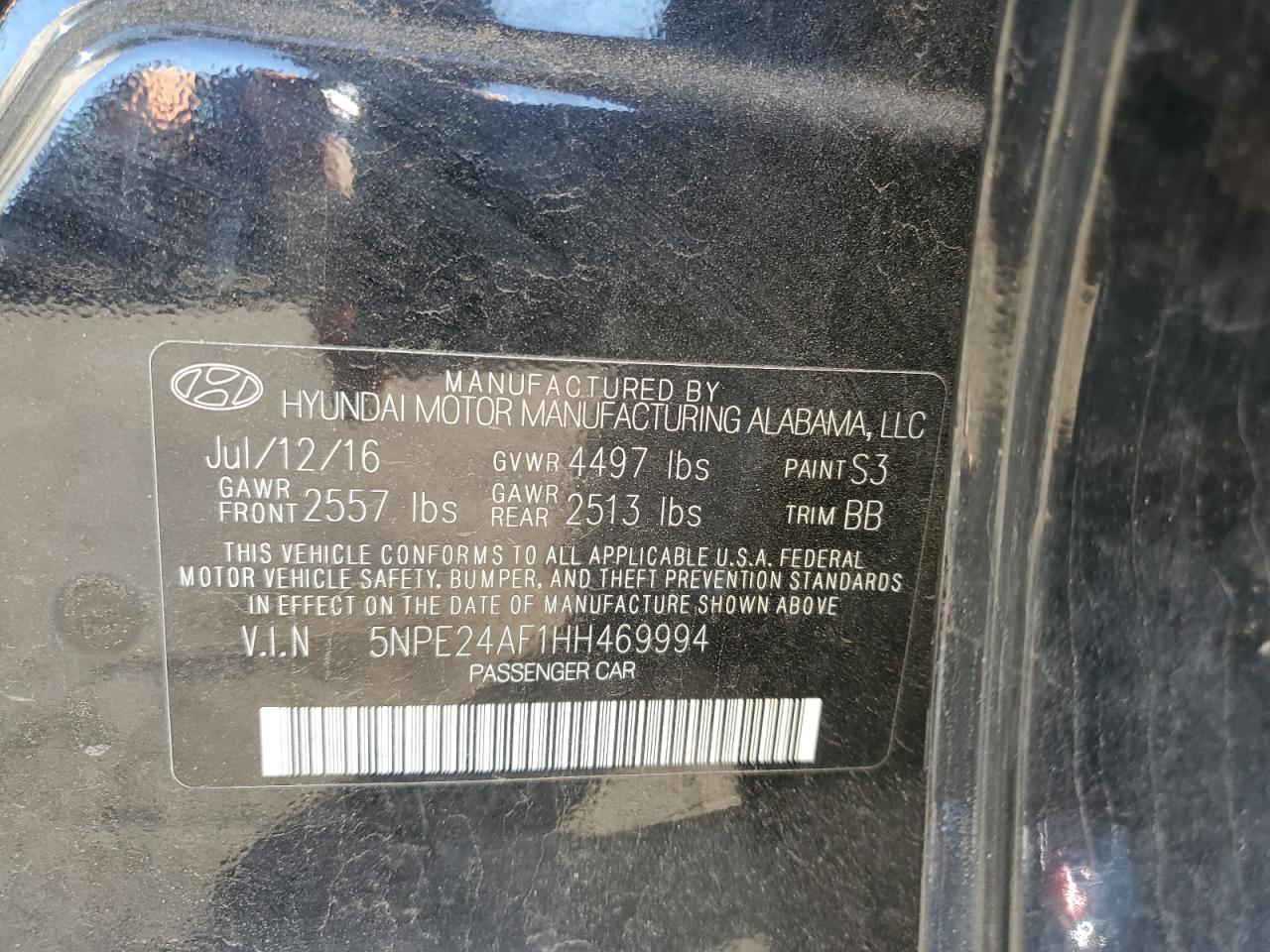 5NPE24AF1HH469994 2017 Hyundai Sonata Se