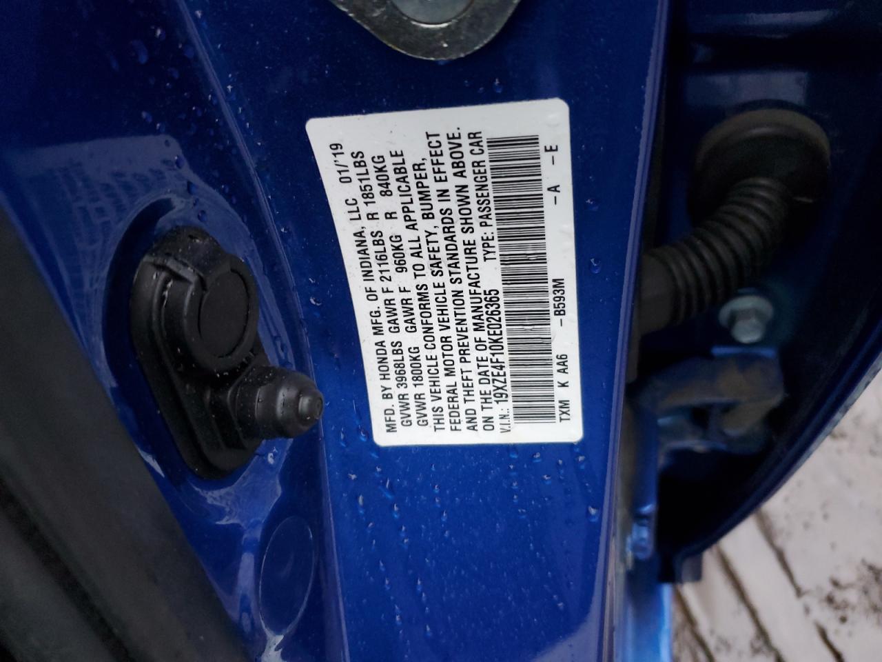 19XZE4F10KE026365 HONDA INSIGHT 2019