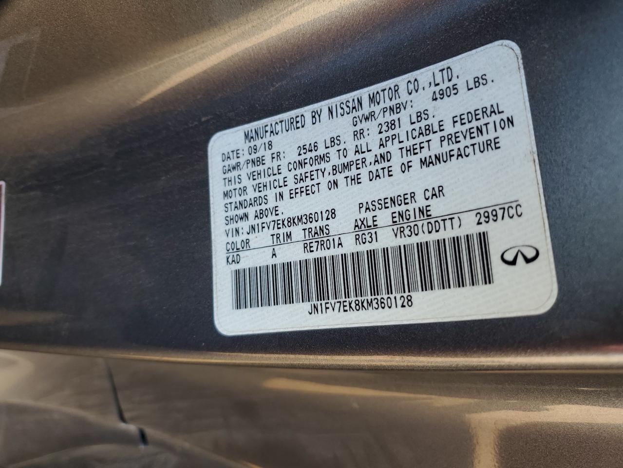 JN1FV7EK8KM360128 2019 Infiniti Q60 Red Sport 400