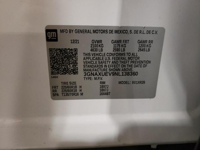 2022 CHEVROLET EQUINOX LT 3GNAXUEV9NL138360