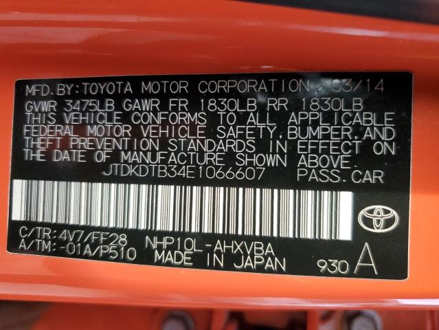 JTDKDTB34E1066607 | 2014 TOYOTA PRIUS C