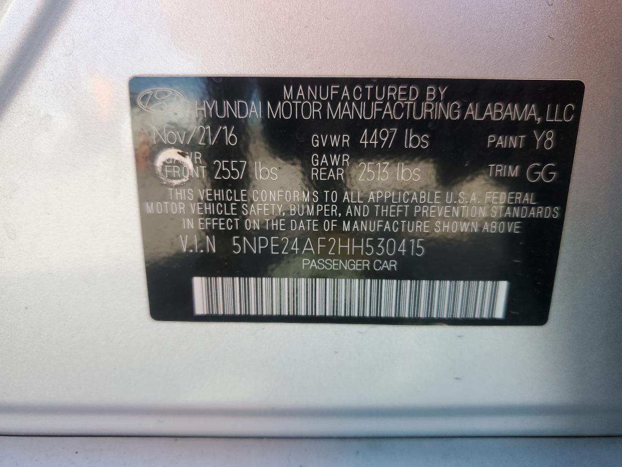 5NPE24AF2HH530415 2017 Hyundai Sonata Se