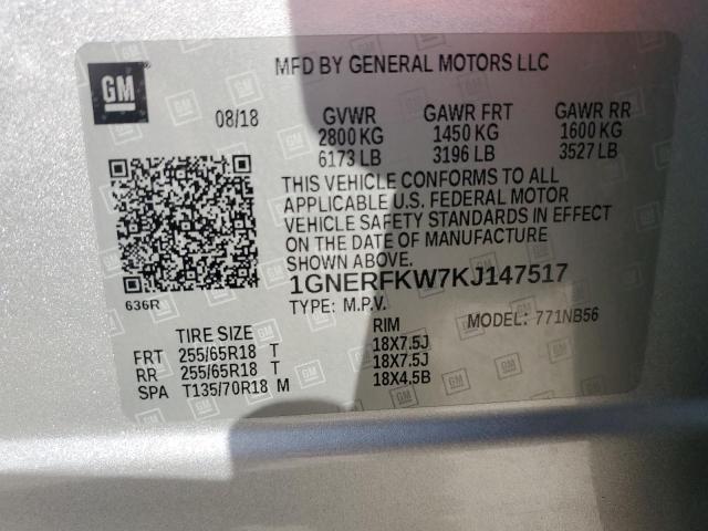 1GNERFKW7KJ147517 | 2019 CHEVROLET TRAVERSE L