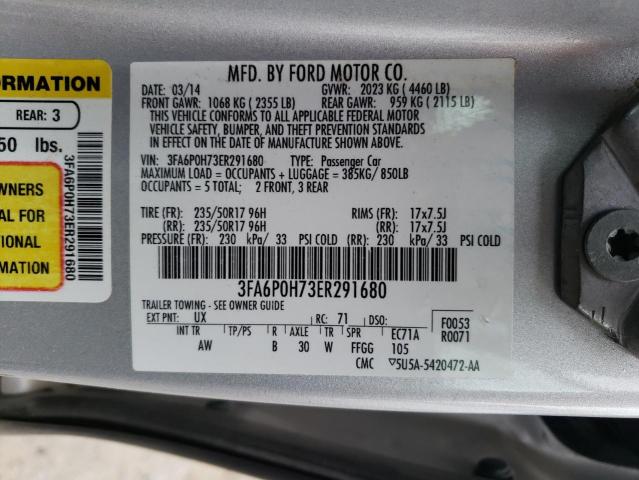 3FA6P0H73ER291680 | 2014 FORD FUSION SE