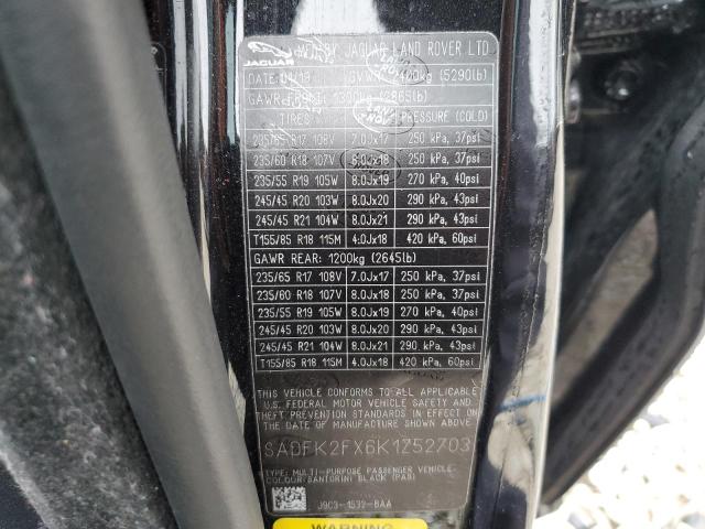 2019 JAGUAR E-PACE SADFK2FX6K1Z52703