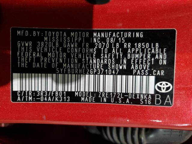 2016 TOYOTA COROLLA L - 5YFBURHE2GP371047