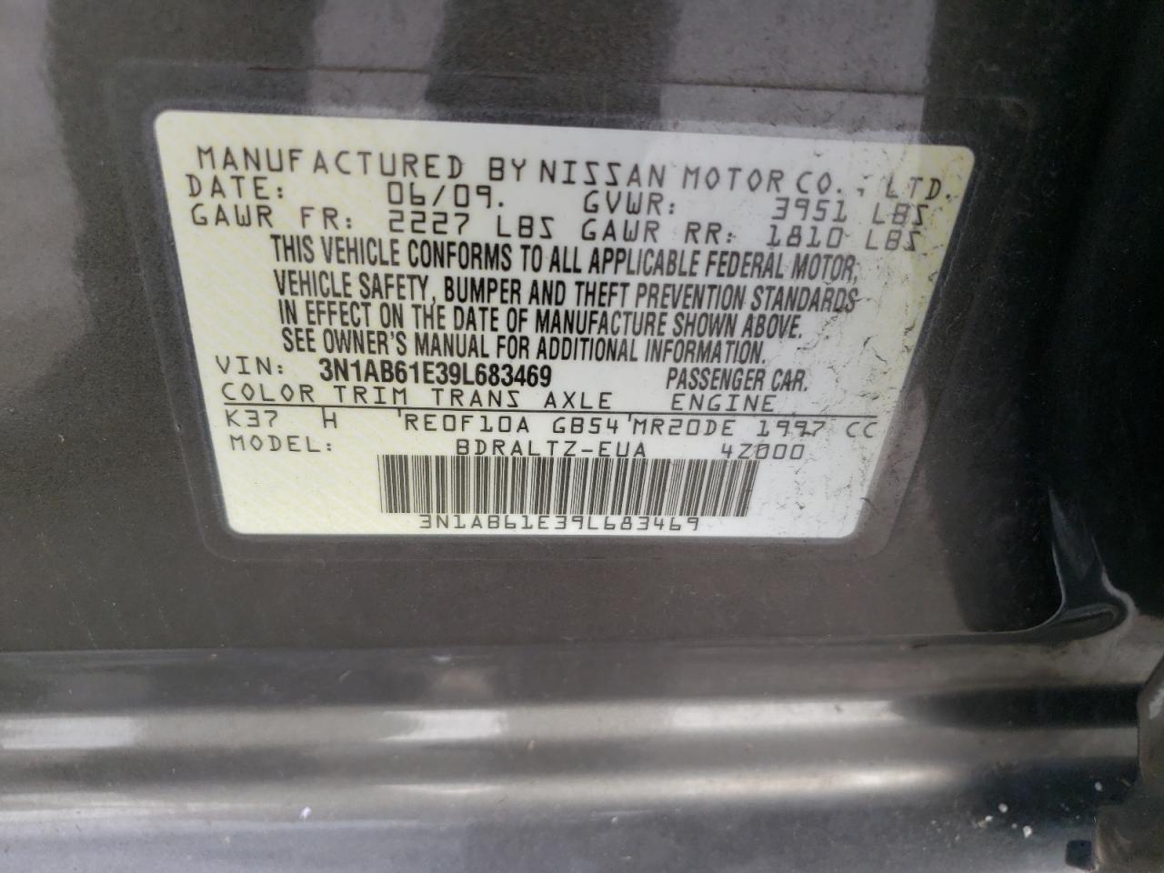 3N1AB61E39L683469 2009 Nissan Sentra 2.0