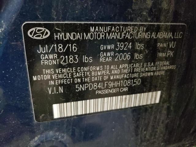 5NPD84LF9HH108150 | 2017 HYUNDAI ELANTRA SE