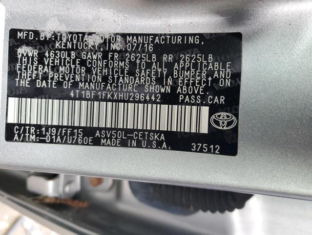 4T1BF1FKXHU296442 | 2017 TOYOTA CAMRY LE