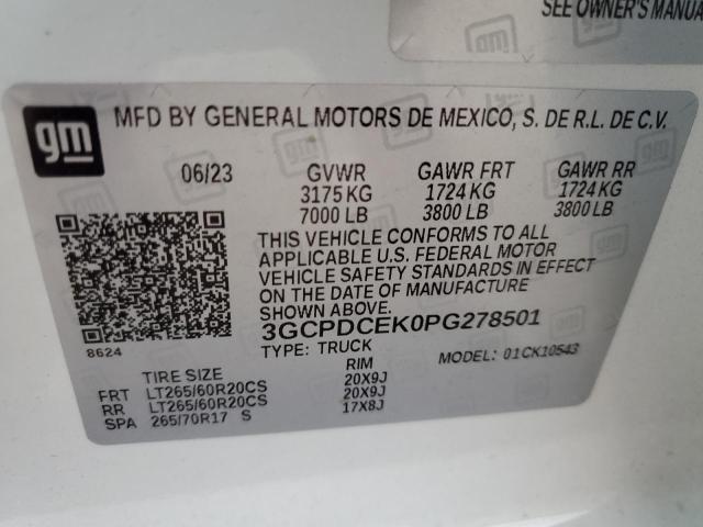 3GCPDCEK0PG278501 | 2023 CHEVROLET SILVERADO