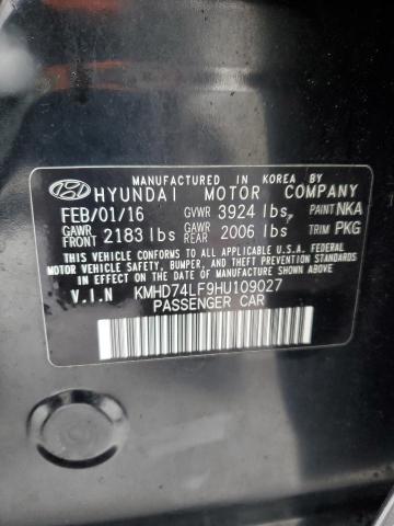 KMHD74LF9HU109027 | 2017 HYUNDAI ELANTRA SE