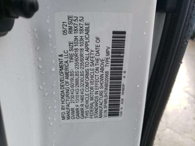 5FNRL6H79NB020968 | 2022 HONDA ODYSSEY EX