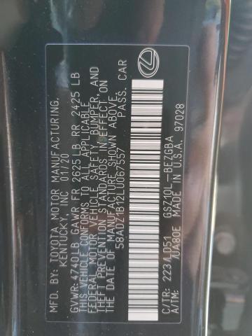 2020 Lexus Es 350 VIN: 58ADZ1B12LU067557 Lot: 80914143